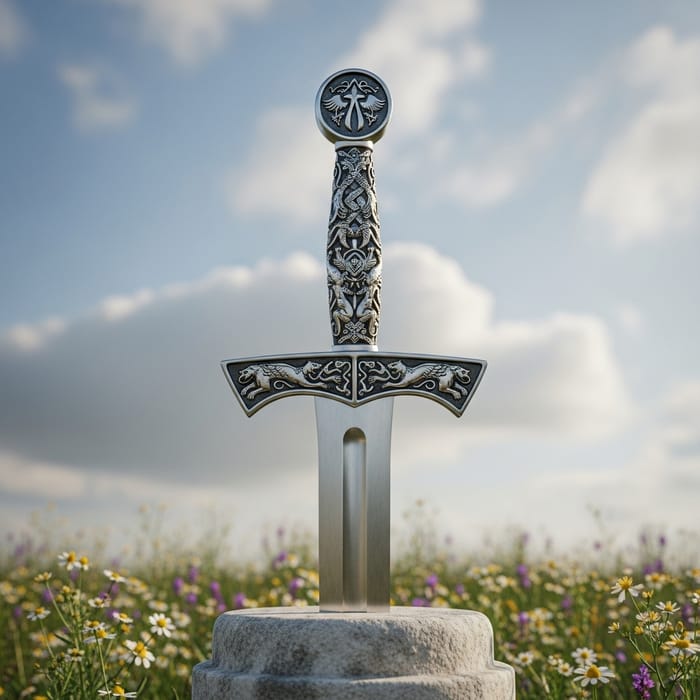 Classic Medieval Sword Depicting Mythological Beasts