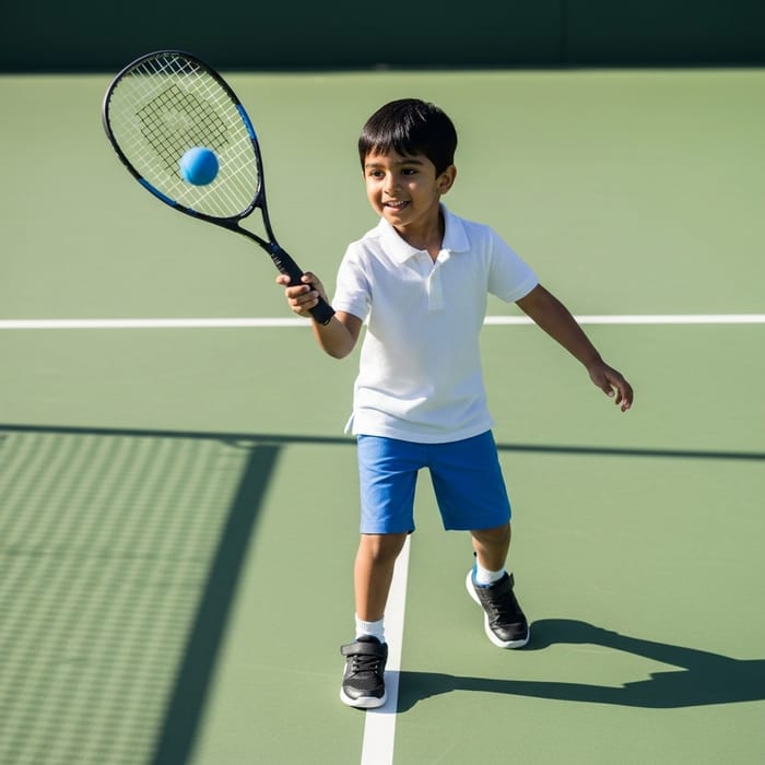 Kai: Excited Boy Playing Racket with Joy Kai: Excited Boy Playing Racket with Joy