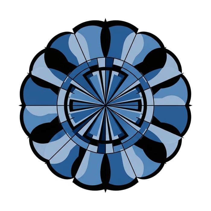 Minimalist Geometric Circle Design with Bold Black and Blue Patterns Minimalist Geometric Circle Design with Bold Black and Blue Patterns