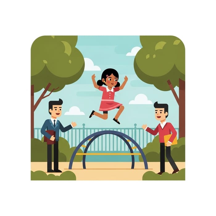 Geometric Figures Animation: Cute Girl Jumping in Park Geometric Figures Animation: Cute Girl Jumping in Park