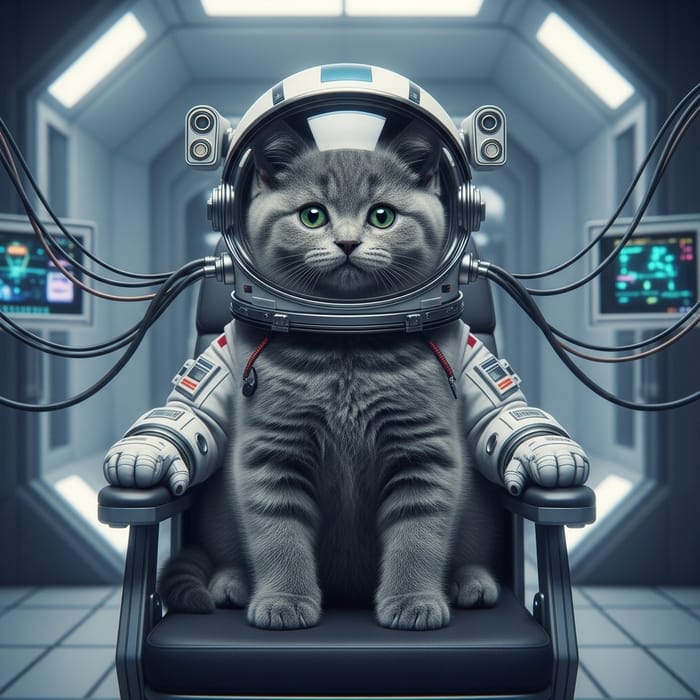 Astronaut Kitten in Space Laboratory - Grey British Kitten Astronaut Kitten in Space Laboratory - Grey British Kitten