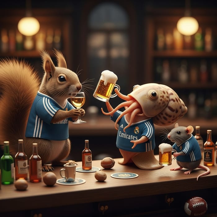 Madrid Bar Scene: Squirrel, Mollusk, and Rat Post Soccer Match Drinks