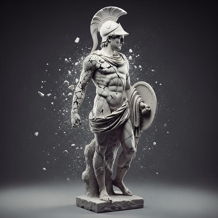 Ultra Detailed Side View of Greek Warrior Achilles Marble Sculpture