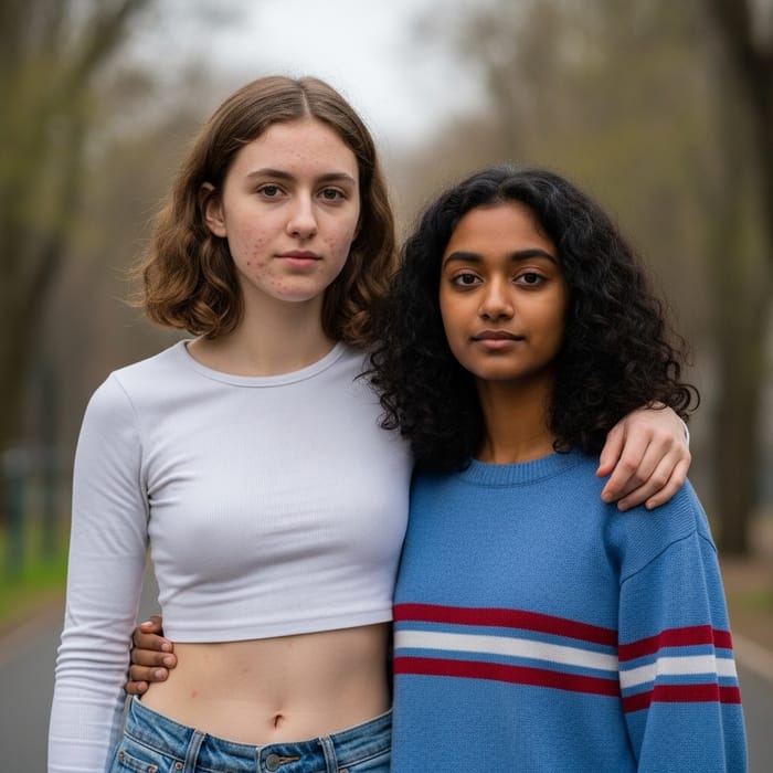Indian Girls with Varied Features Standing in Contrast Indian Girls with Varied Features Standing in Contrast