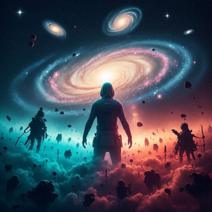 Cosmic Beauty: Otherworldly Creature in Vibrant Nebula Fantasy