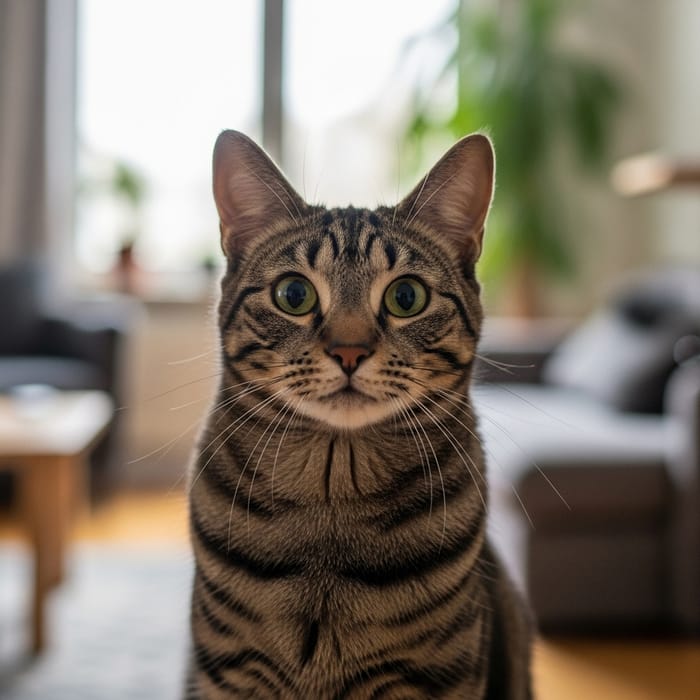 Graceful Domestic Striped Cat