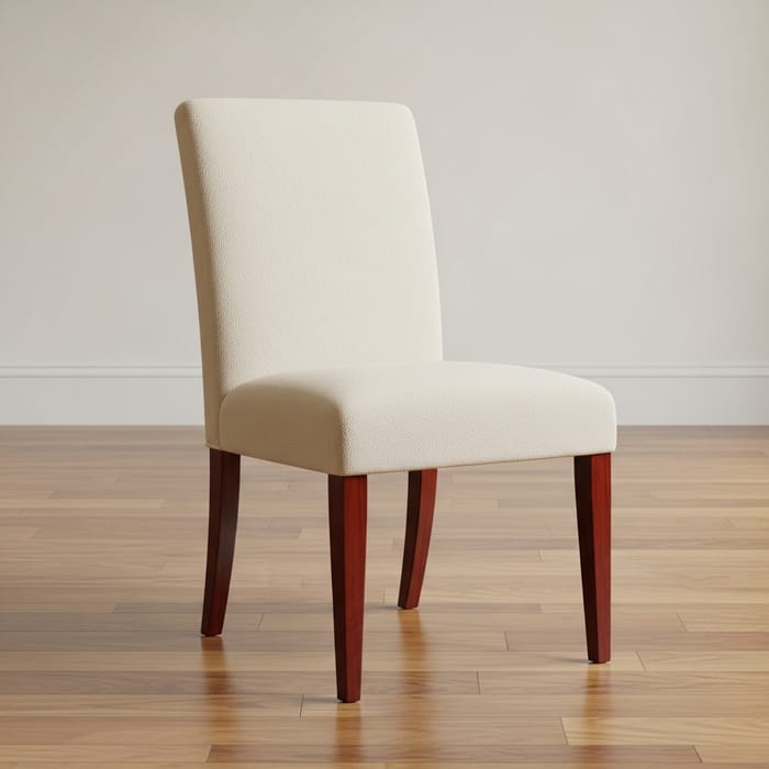 Cherry Wood Chair | Elegant Plush Cream Upholstery Cherry Wood Chair | Elegant Plush Cream Upholstery