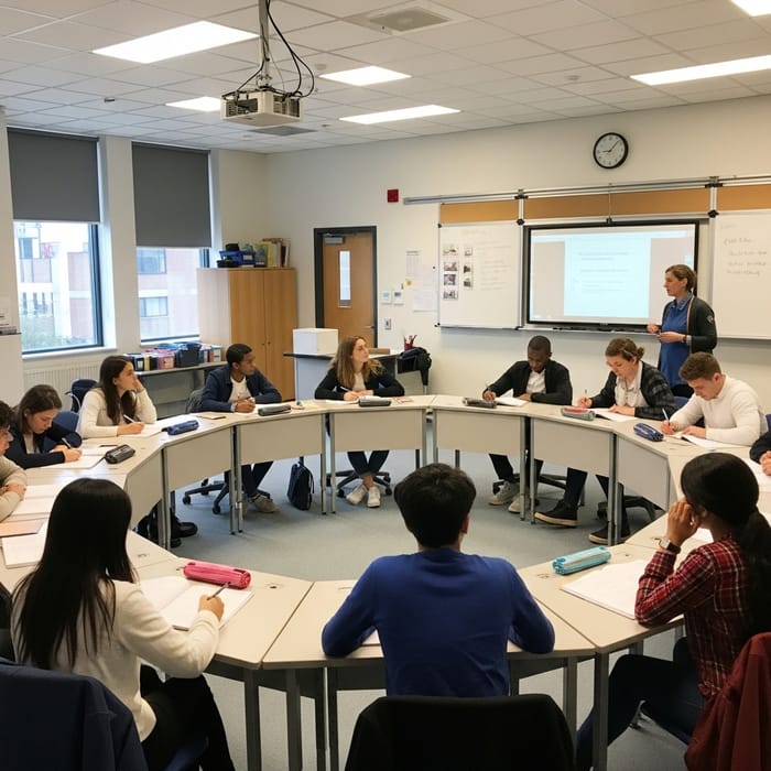 Diverse Classroom with 15 Female and 10 Male Young Students Diverse Classroom with 15 Female and 10 Male Young Students