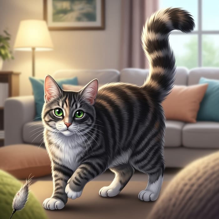 Elegant Grey Cat with Green Eyes Elegant Grey Cat with Green Eyes