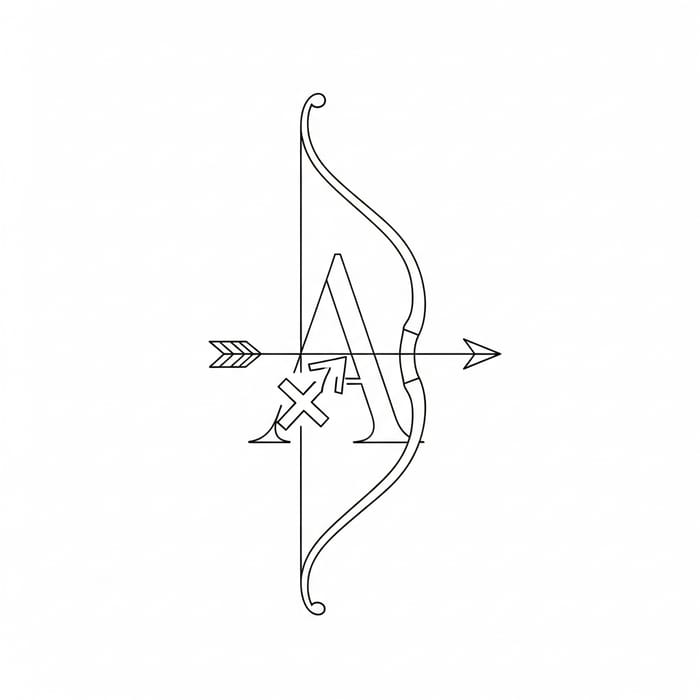Elegant Sagittarius Tattoo Design with Bow and Arrow Elegant Sagittarius Tattoo Design with Bow and Arrow