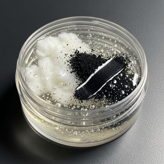 Radiant White Fluffy Substance and Coal-Black Dust Blend Radiant White Fluffy Substance and Coal-Black Dust Blend