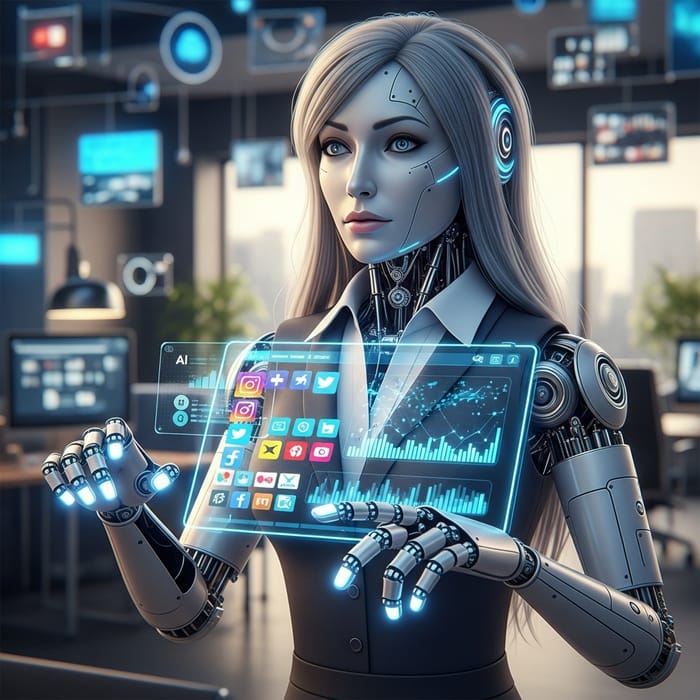 Female Robot Social Media Specialist