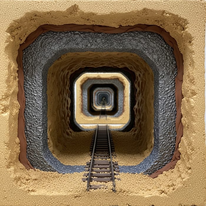 Intricate Miniature Model of Endless Mine Shaft Tunnel Illusion Intricate Miniature Model of Endless Mine Shaft Tunnel Illusion