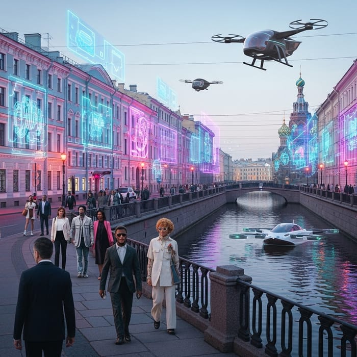 Futuristic Advertising in St. Petersburg 2093