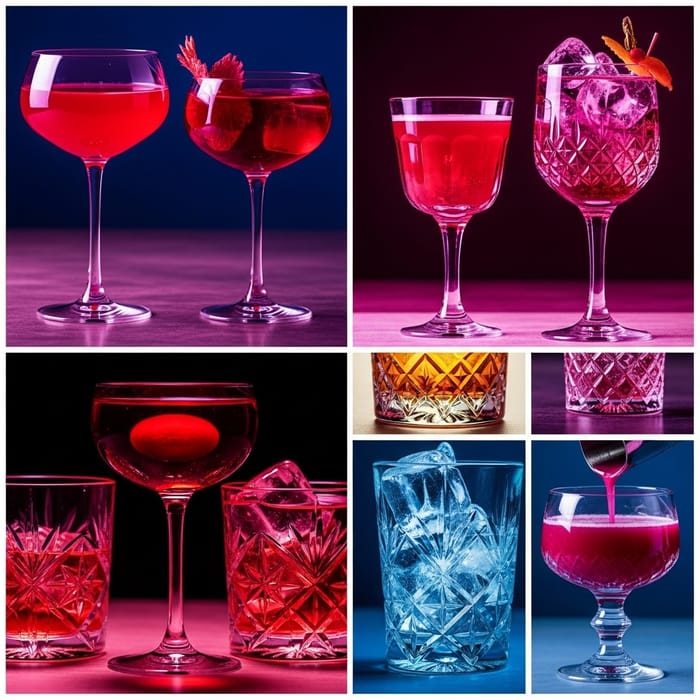 Vibrant Cocktail Glasses Collage | Macro Mixology Artistry Vibrant Cocktail Glasses Collage | Macro Mixology Artistry