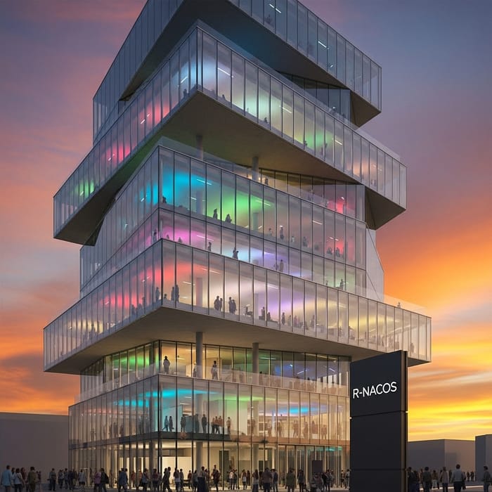 R-Nacos: Modern Glass and Steel Structure with Unique Lighting R-Nacos: Modern Glass and Steel Structure with Unique Lighting