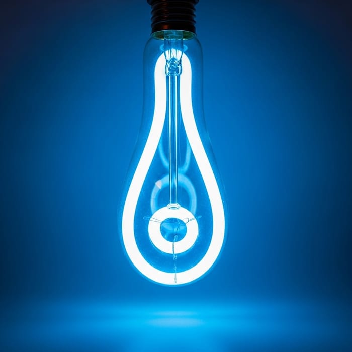 Neon Light Bulb on White Background