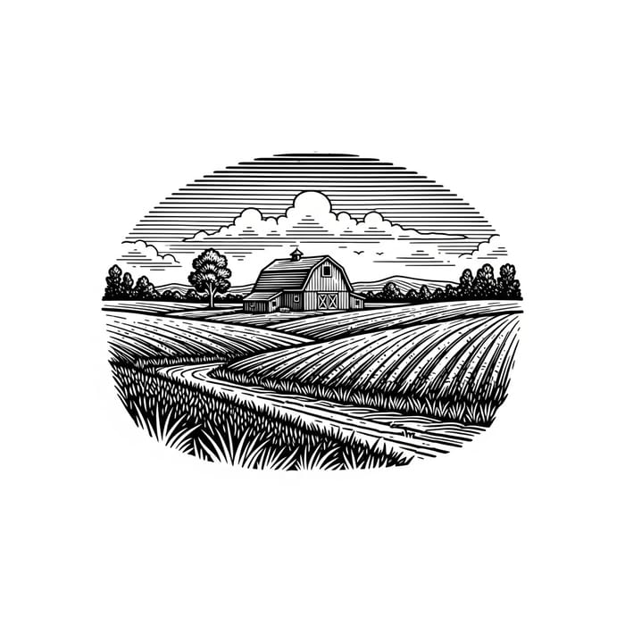 Vintage Farm Barn Black and White T-Shirt Design