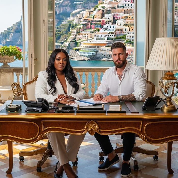 Luxurious Amalfi Coast Business Power Couple | Professional Plus-Size Woman & Italian Husband