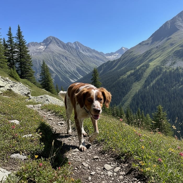 Mountain Adventure with Brittany Pointer Mix Mountain Adventure with Brittany Pointer Mix