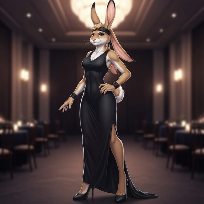 Lola Bunny in Black Gala Gown & Heels