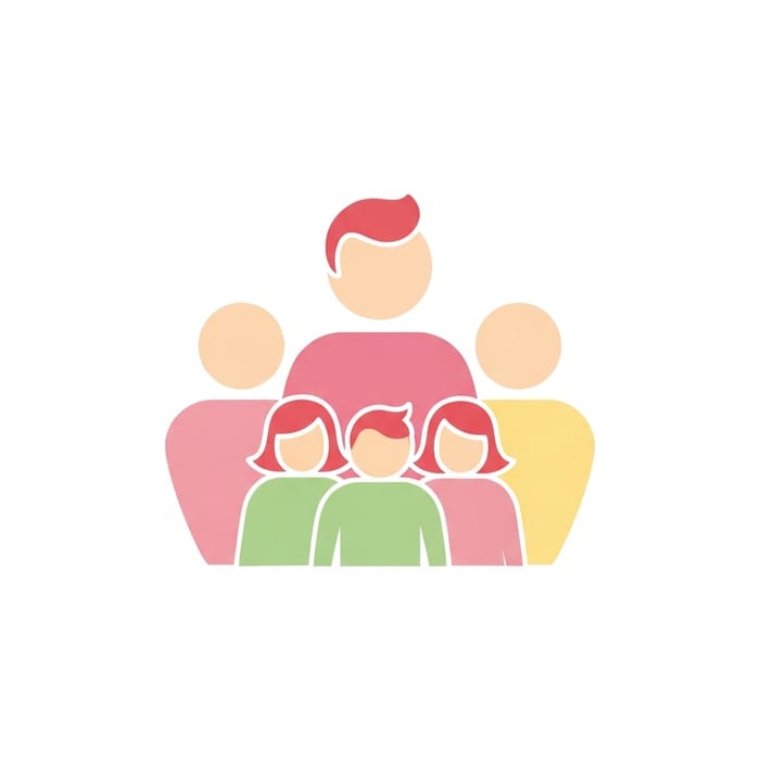 Family of Five Icon: Unity and Connection
