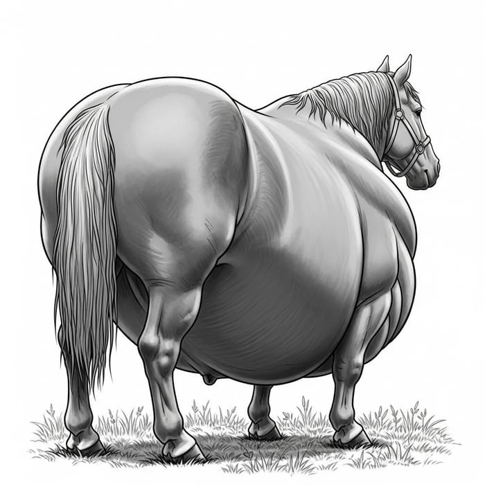 Enormous Bloated Horse Back View Enormous Bloated Horse Back View