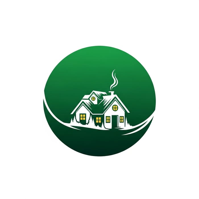 Cozy and Charming House Logo in Green Circle | Nature Design