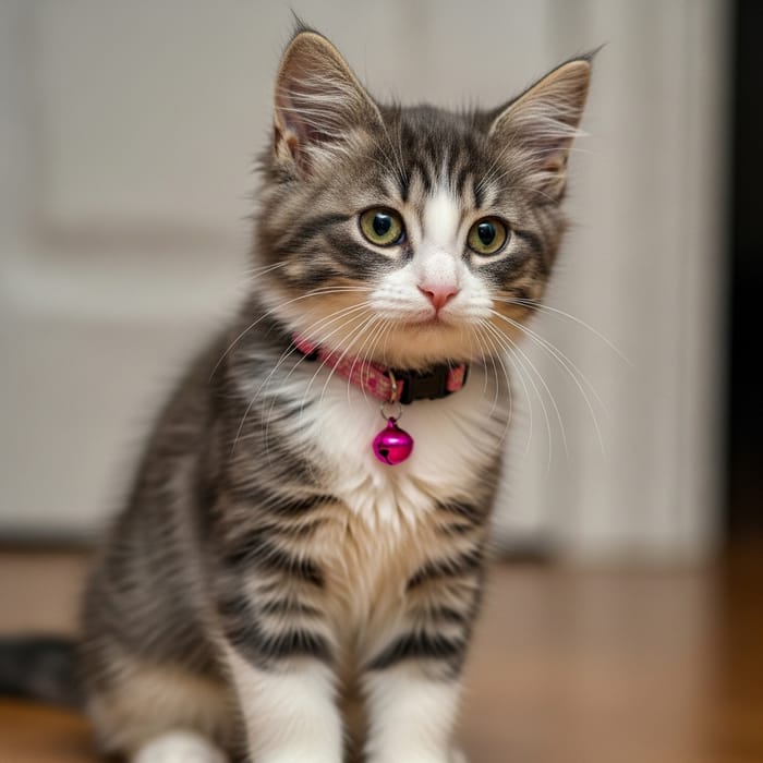 Charming Gray and White Mix Cat with Fluffy Fur