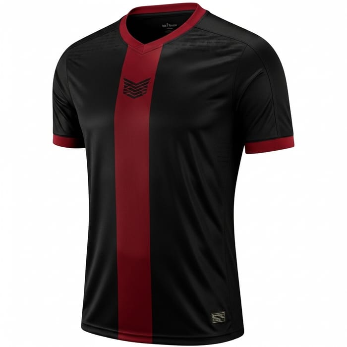 Athletic Black Soccer Jersey with Bold Dark Red Accents Athletic Black Soccer Jersey with Bold Dark Red Accents