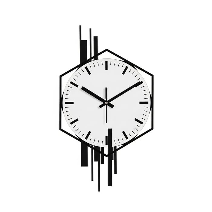 Minimalist Black & White Loft Clock | Angular Design Minimalist Black & White Loft Clock | Angular Design