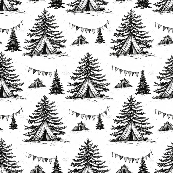 Nostalgic Fir & Tree Pattern with Vintage Adventure Essence Nostalgic Fir & Tree Pattern with Vintage Adventure Essence