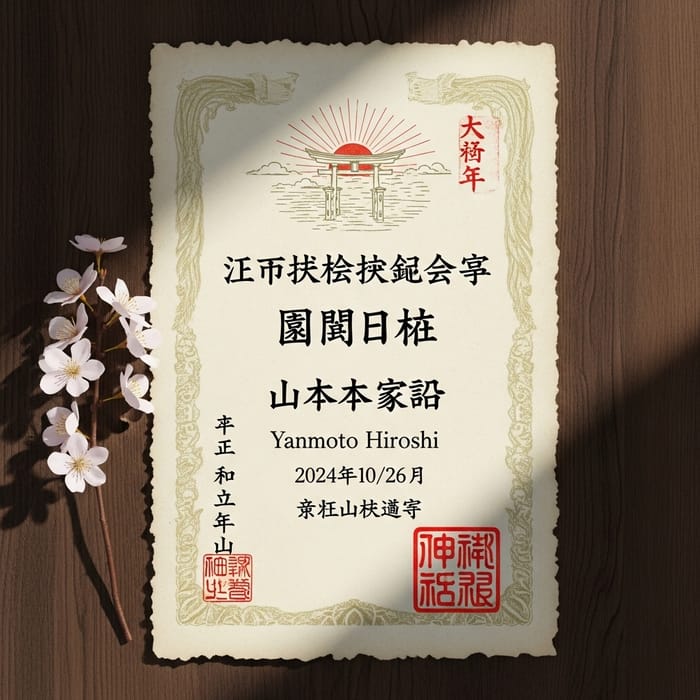 Traditional Japanese Jiu-Jitsu Race Winner Diploma