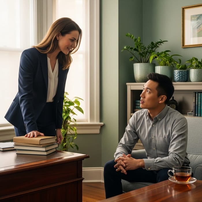 Empowering Discussion: Tall Woman Engages Short Man Respectfully Empowering Discussion: Tall Woman Engages Short Man Respectfully