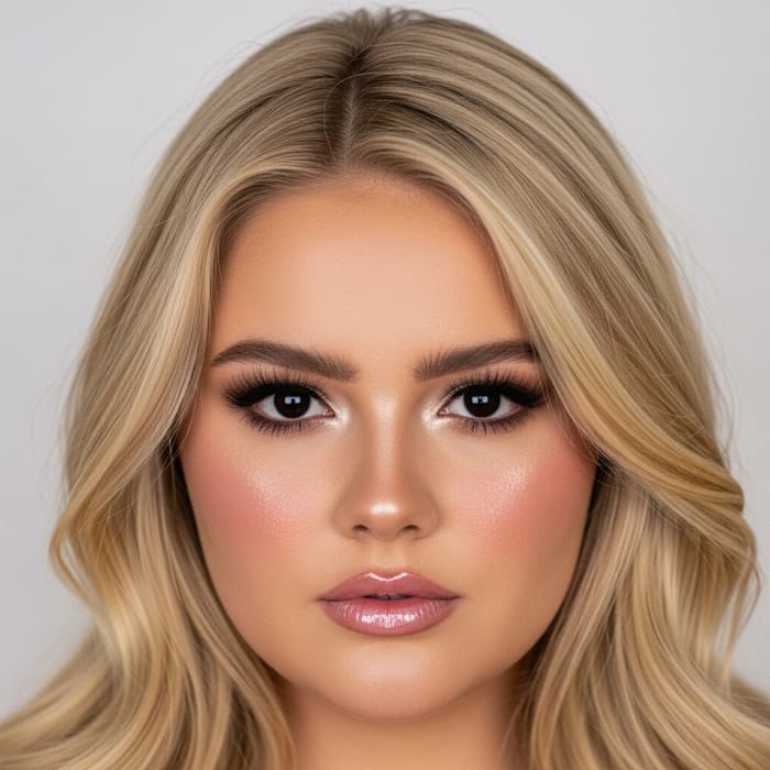 Radiant Pop Singer Look: Blonde, Black-Eyed Beauty with Pouty Lips & Blush