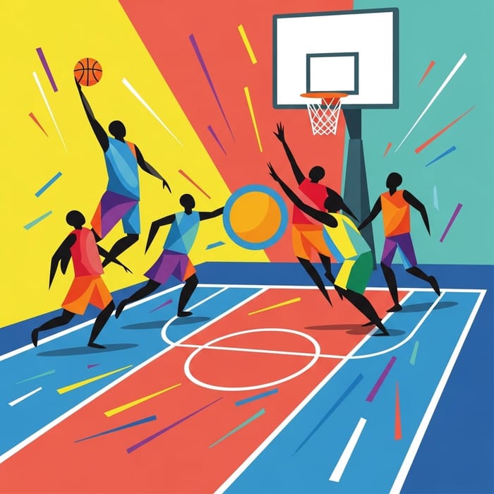 Vibrant Abstract Sports Scene | Inspired Basketball Competition