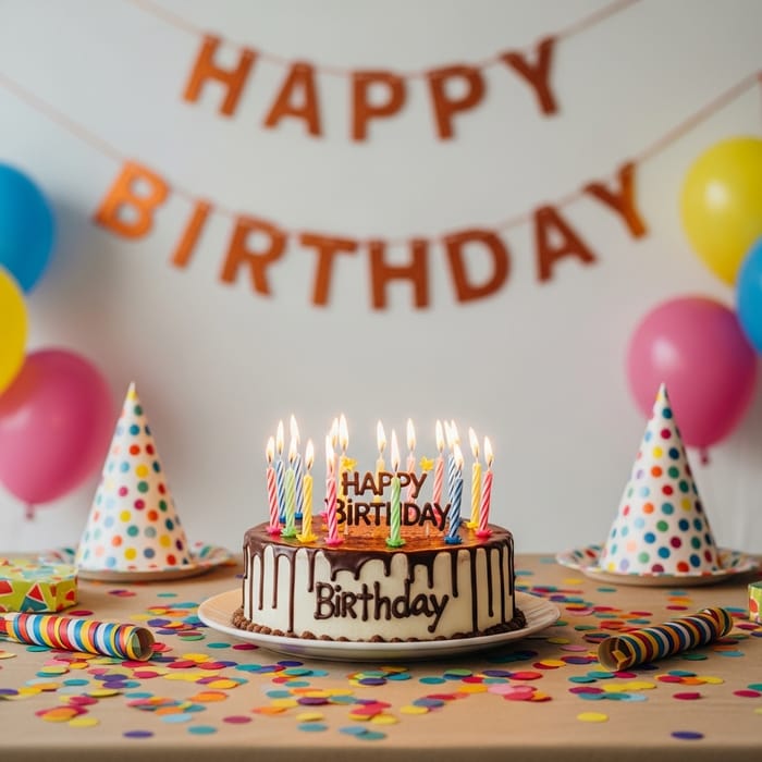 Charming Birthday Cake with Radiant Candles | Artistic Decor