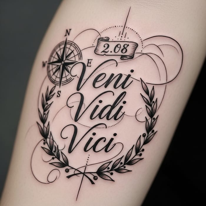 Stylish Tattoo Design | Latin Phrase Tattoo Art