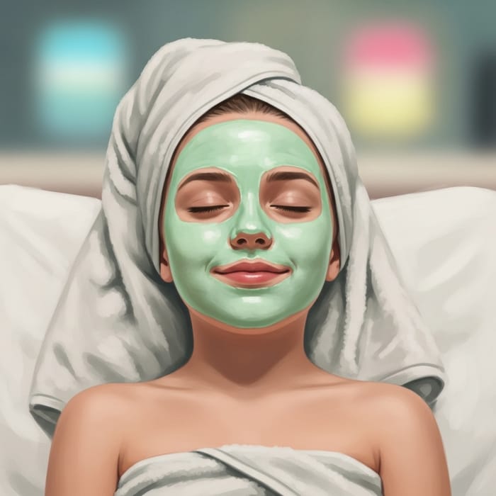 Serene Spa Moments: Young Girl with Face Mask Art Serene Spa Moments: Young Girl with Face Mask Art