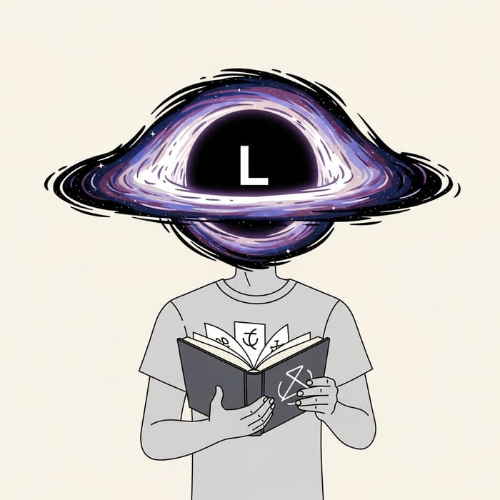 Mysterious Black Hole Man Art: Book-Wielding Figure Drawing