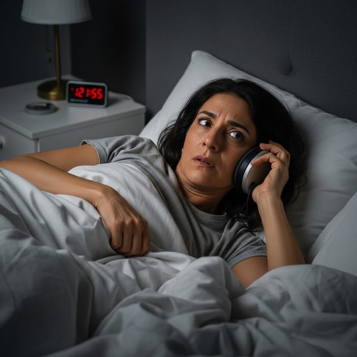 Insomnia Troubles: Sleepless Individual Struggling in the Night