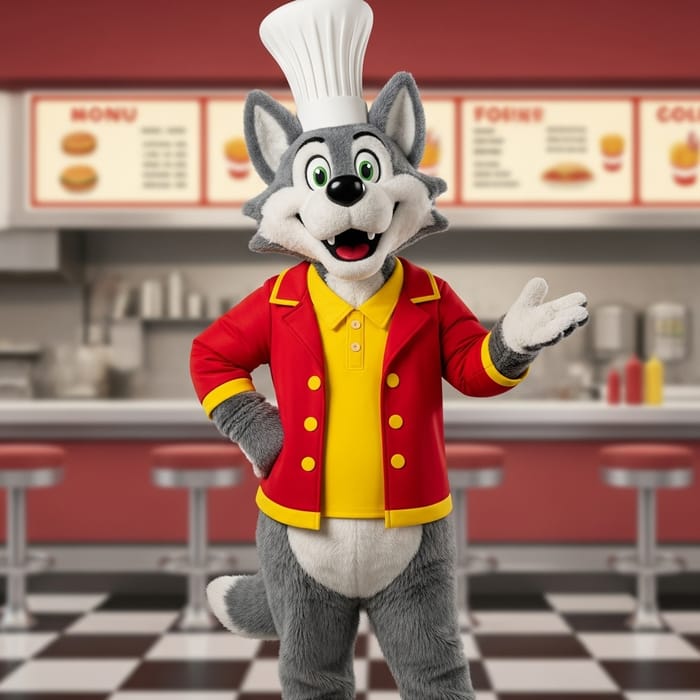 Wolf Mascot: A Fun Fast-Food Character Wolf Mascot: A Fun Fast-Food Character