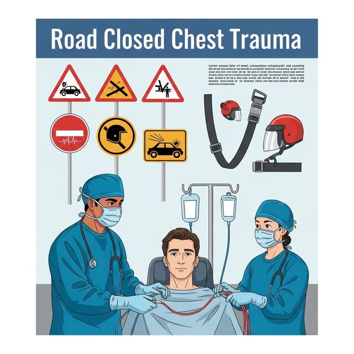 Academic Poster: Road Closed Chest Trauma - Medical Team Illustration
