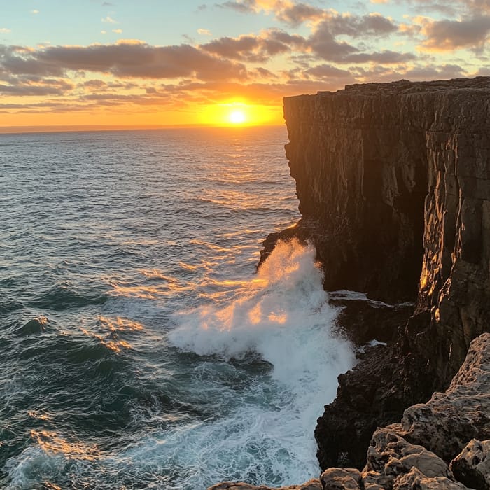 Dramatic Cliffside Sunset: Nature's Breathtaking View