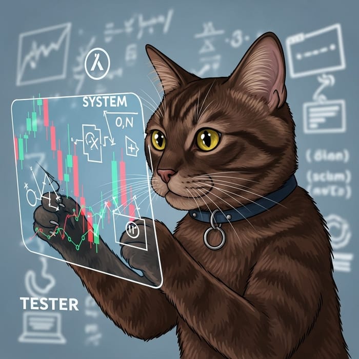 Brunette Feline Tester Examining Trading System | Cat Finds Bugs Brunette Feline Tester Examining Trading System | Cat Finds Bugs