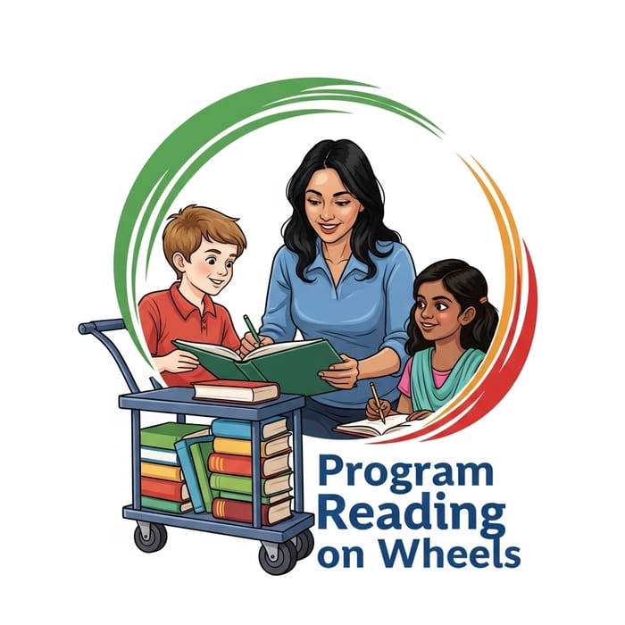 Program Reading on Wheels Logo: Educational Initiative Design