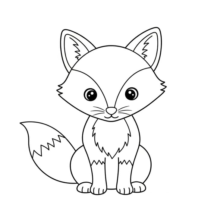 Adorable and Simple Fox Coloring Page for Toddlers