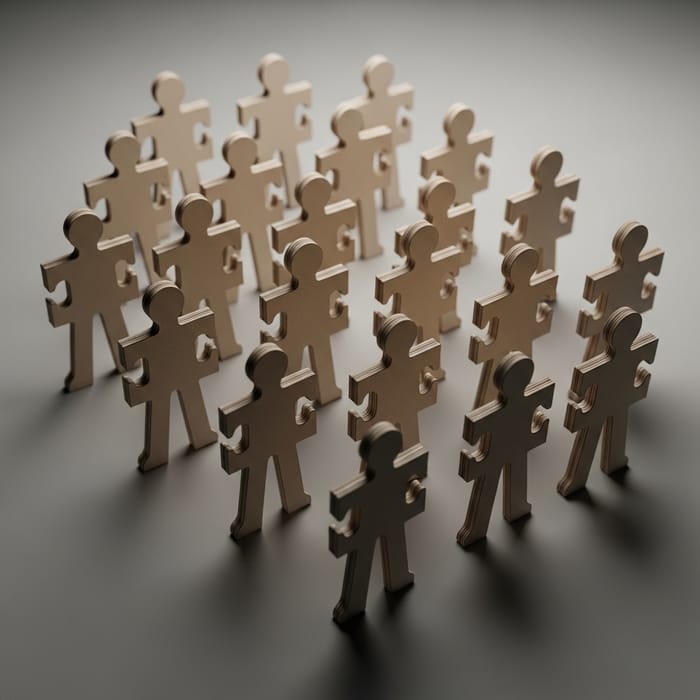 Miniature Puzzle Piece People: Art of Identical Homogeneous Figures Miniature Puzzle Piece People: Art of Identical Homogeneous Figures
