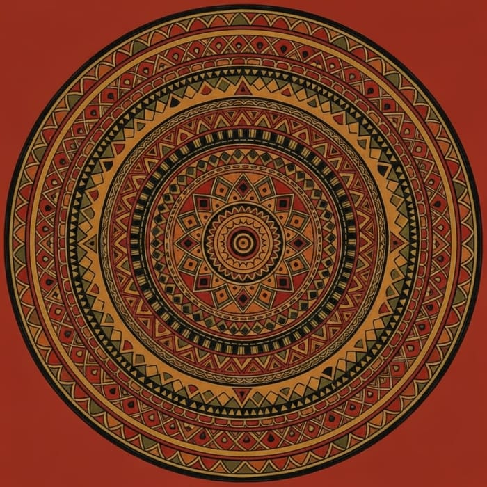 Mezen Style Round Pattern | Hand-Painted Ink Art