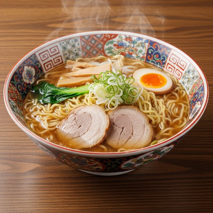 Delicious Ramen Bowl without Chopsticks